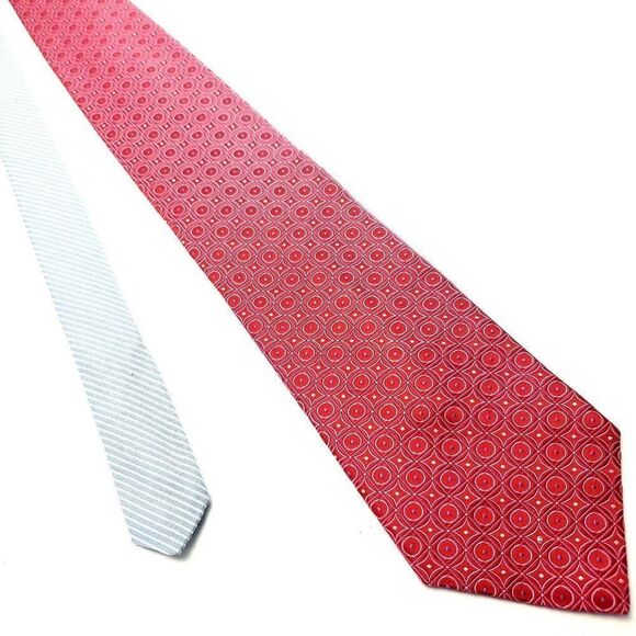 Tommy Hilfiger Red‎ Silk Tie Woven Check - Picture 1 of 6